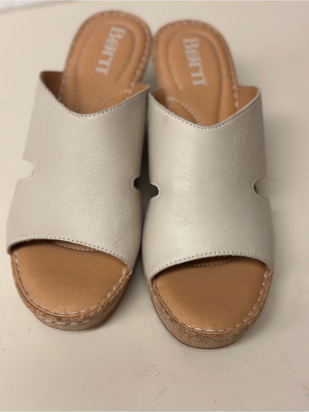Born Women's Off-White Slide Platform Sandals
